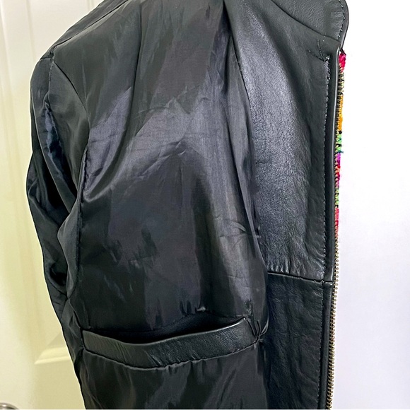 ELKI Women’s Latin Designer Embroidered Black Leather Jacket Sz M Hispanic Artsy - Picture 14 of 16